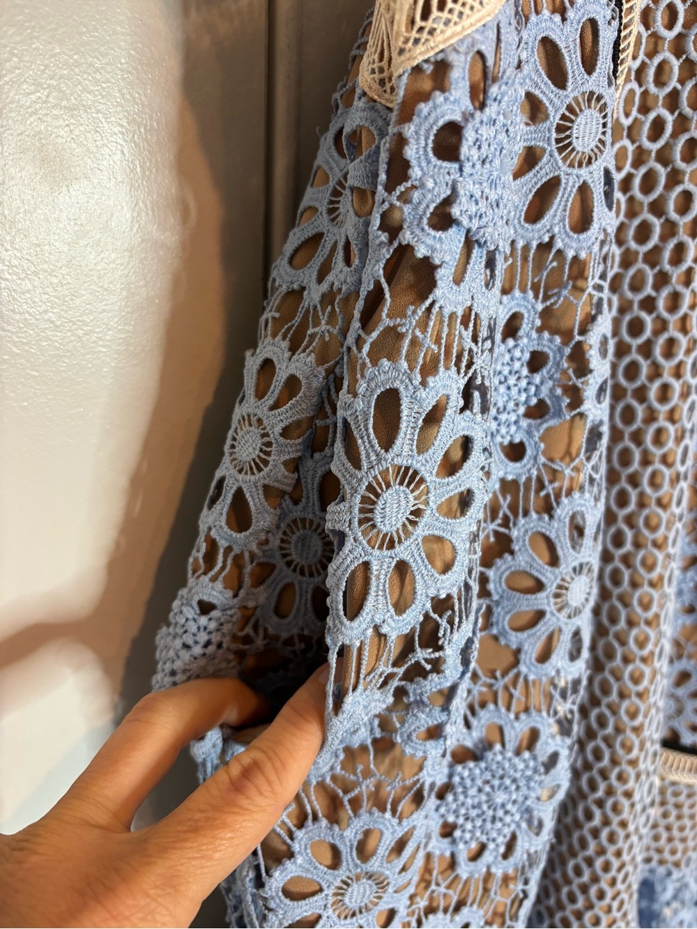 Self-Portrait Blue Black White Floral Lace Midi Dress 8 - Picture 6 of 13